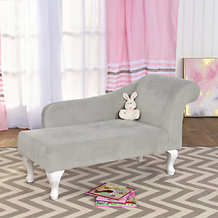HomePop Diva Juvenile Chaise Lounge, Gray, rollover