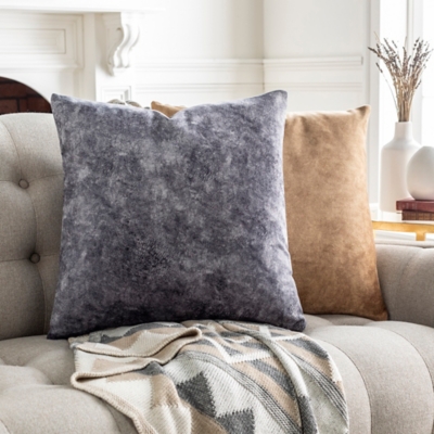 Surya Lily Throw Pillow, Medium Gray/Navy