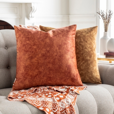 Surya Lily Throw Pillow, Rust/Burnt Orange