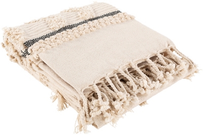 Livabliss Westmorland Throw Blanket, Ivory/Ink