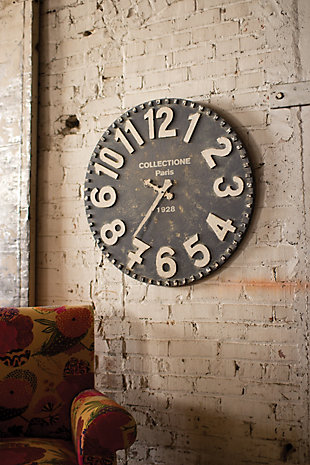 Distressed Gray Wall Clock With Pulley Sturdy Distressed Finish Nautical decor 