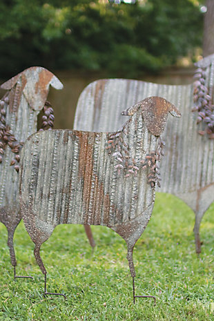Christmas Set of Three Corrugated Metal Christmas Sheep Yard Art, , rollover