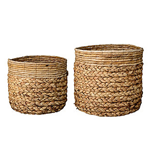 Home Accents Beige Water Hyacinth And Banana Leaf Baskets (set Of 2 Sizes), , rollover
