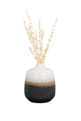 Home Accents Small Black And White Ceramic Vase With Brown Reactive Glaze  Accent