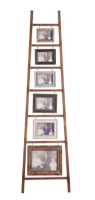 Decorative Wood Ladder With 6 Hanging Photo Frames, , rollover