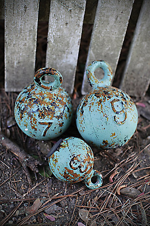 Heavily Distressed Round Resin Weights With Handles (set Of 3 Sizes), , rollover