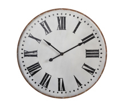 Creative Co Op White Classic Round Wall Clock Ashley Furniture Homestore