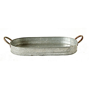 Oval Galvanized Metal Tray With Handles, , rollover