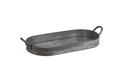 Oval Galvanized Metal Tray With Handles 