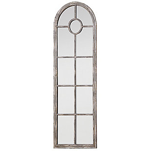 Home Accents Arched Mirror With Distressed White Metal Frame, , large
