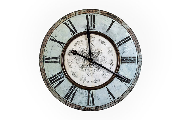 Creative Co-Op Distressed Mint Green Round Wall Clock | Ashley