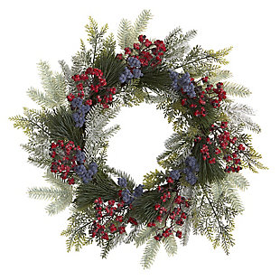 Christmas 24" Pine and Cedar Artificial Wreath with Berries, , large