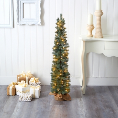 Sterling 4' Green Pine Artificial Christmas Tree with 70 Warm White Lights Set in a Burlap Base, , rollover