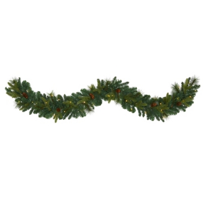 Sterling 6' Mixed Pine and Pinecone Artificial Garland with 35 Clear LED Lights, , rollover