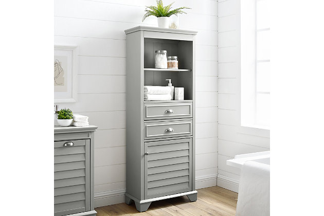 Crosley Lydia Linen Cabinet Ashley, Tall Cabinet With Shelves And Drawers