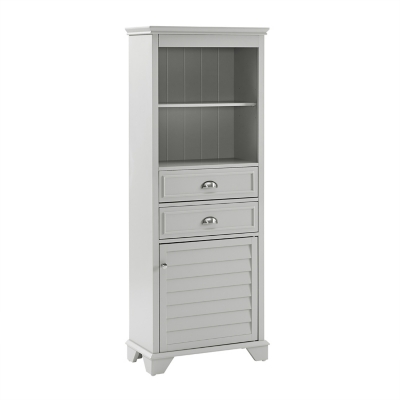 Bathroom Freestanding Storage Cabinet with Two Tier Open Shelves, Tall Slim  Cabinet with Door and Drawer, 15.75'' (White with Drawer) Free Standing  Linen Tower
