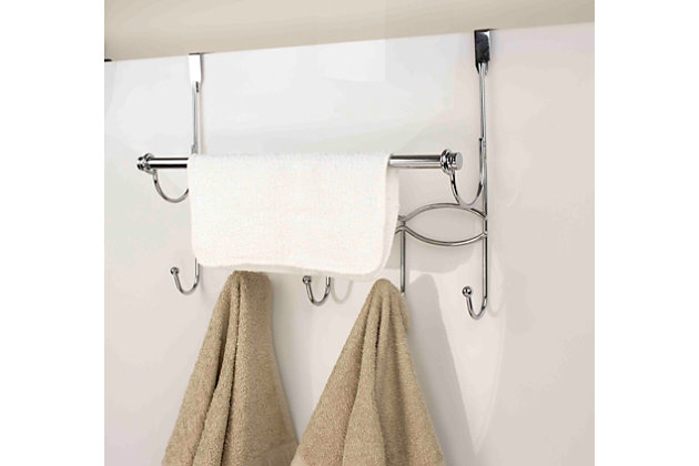 Chrome Over The Door Hanger 10 Hooks Clothes Coat Washroom Towel Home Storage 