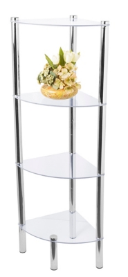 Multipurpose 4 Tier Arc Glass Corner Shelf, , large