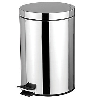 Keep any room clean and free of trash with this round stainless steel waste bin. A step-activated lid adds convenience and keeps garbage, with its unsightly odors, solely within the confines of the interior plastic bucket. Easily remove the bucket by lifting the metal handle to clear contents, then slide it back inside when finished. The non-skid base also prevents the bin from slipping or tipping over, making it great to use inside or outside your home. Holds 5 liters worth of garbage.Made of stainless steel | 5 liter capacity | Pedal operated lid provides a sanitary way to discard garbage | Closed design to conceal contents