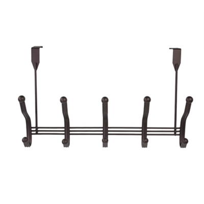 Over-the-Door Five Dual Hook Over the Door Hanging Rack, , large