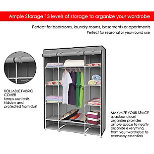 Contemporary Free Standing Storage Closet with Shelves, , rollover