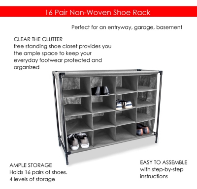 16 Pair Shoe Rack