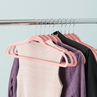 Contemporary Velvet Hangers (Set of 10), Pink, large