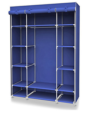 Contemporary Free Standing Storage Closet with Shelves, Navy, large