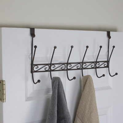 Over-the-Door Six Dual Hook Over the Door Hanging Rack, , rollover