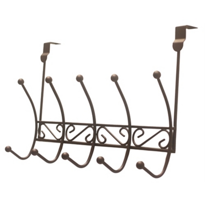 Over-the-Door Six Dual Hook Over the Door Hanging Rack, , large