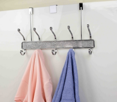 Over-the-Door Five Dual Hook Over the Door Hanging Rack, , large