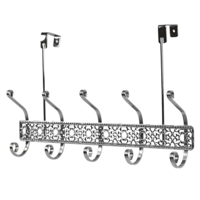 Over-the-Door Five Dual Hook Over the Door Hanging Rack, , large