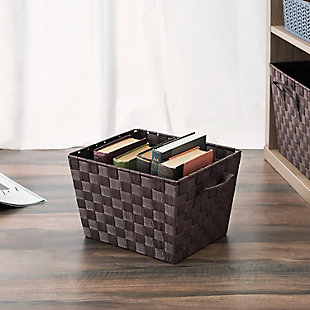 Contemporary Polyester Large Woven Strap Open Bin, , rollover