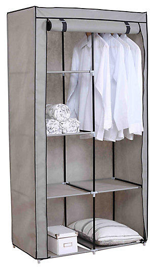 Contemporary 6 Tier Free-Standing Closet, Gray, large