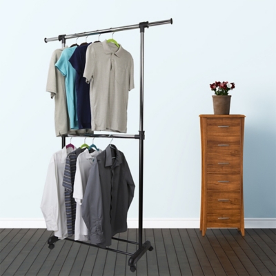 Contemporary 2 Tier Expandable Garment Rack, , rollover