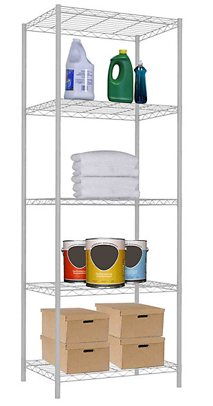 Multipurpose Five Tier Multipurpose Wire Shelf, White, large