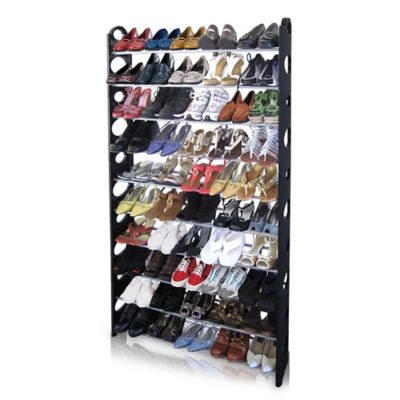 12 Pair Stackable and Height-Adjustable 2-Tier Shoe Rack Rebrilliant Finish: Black