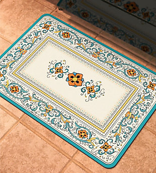 Be it by the kitchen sink or stove, at your crafts or work table, or in the laundry room or bath, this fabulous floor mat is sure to add incomparable style and comfort to everyday living. Vividly designed with high-resolution imagery, this indulgent floor mat is crafted with an 8-mil thick rubber foam bac to naturally grip your floors and stay in place. Plus, it’s proudly American made and a breeze to clean.Feel-good, comfy materials relieve discomfort from standing﻿ | Multiple colors, styles and sizes available | Real rubber bac naturally grips to floors | Easy care; simply wipe clean and enjoy﻿ | Made in usa