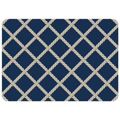 Bungalow Premium Comfort Nautical Rope Lattice 22x31 Mat, Navy