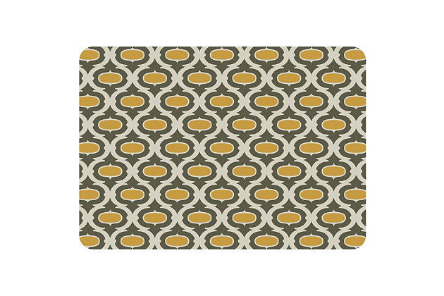 Be it by the kitchen sink or stove, at your crafts or work table, or in the laundry room or bath, this fabulous floor mat is sure to add incomparable style and comfort to everyday living. Vividly designed with high-resolution imagery, this indulgent floor mat is crafted with an 8-mil thick rubber foam backing to naturally grip your floors and stay in place. Plus, it’s proudly American made and a breeze to clean.Feel-good, comfy materials relieve discomfort from standing﻿ | Multiple colors, styles and sizes available | Real rubber backing naturally grips to floors | Easy care; simply wipe clean and enjoy﻿ | Made in usa