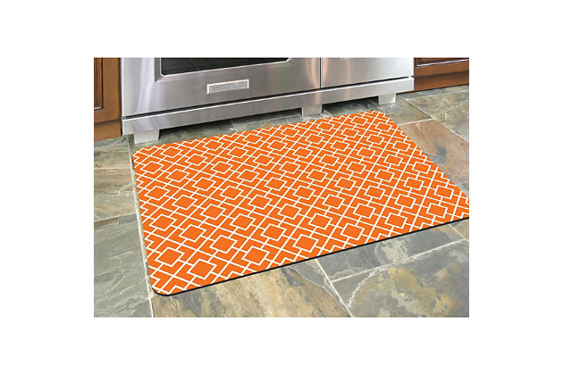 Be it by the kitchen sink or stove, at your crafts or work table, or in the laundry room or bath, this fabulous floor mat is sure to add incomparable style and comfort to everyday living. Vividly designed with high-resolution imagery, this indulgent floor mat is crafted with an 8-mil thick rubber foam backing to naturally grip your floors and stay in place. Plus, it’s proudly American made and a breeze to clean.Feel-good, comfy materials relieve discomfort from standing﻿ | Multiple colors, styles and sizes available | Real rubber backing naturally grips to floors | Easy care; simply wipe clean and enjoy﻿ | Made in usa