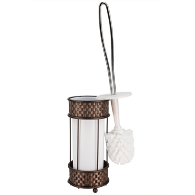 Home Accents Basket Weave Toilet Brush Holder with Removable Plastic Insert, , rollover