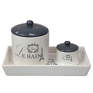 Home Accents Le Bain Paris 2 Piece Ceramic Canister Set with Coordinating Vanity Tray, , large