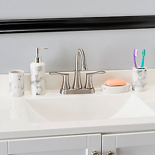 Home Accents Marble Ceramic 4 Piece Bath Accessory Set, , rollover
