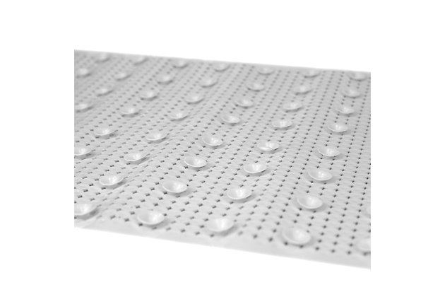 Offering greater flexibility, this u shape front plastic bath mat is perfect for front drain type tubs. Use in the shower stall and bath tub to keep you from slipping and sliding while showering. Or place in front of your bathroom floors to shield your feet from the cold tile floors. Powerful suction cups along the back allow it stick firmly to the floor, yet be removable when needed.Pamper your feet with spa-like comfort: providing a soft and cozy spot for your feet to stand, while you brush your teeth in the morning and a non-slip surface to greet your feet as soon as you step out of the shower, this bath mat is engineered for comfort and safety. | Perfect for front drain style tubs: perfect for front drain configuration tubs, with the u cut-out front you don’t have to worry about covering the drain's outlet and restricting water from passing through. | Won’t slip, slide, or shift: a bath mat that you can rely on, it features back suction cups that when firmly pressed into place, won’t slip, slide or shift when stepping on and off. While the suction cups stay securely on the floor for safety, the non-slip bath mat can also be easily removed to move and clean. | Designed to love and last: our bath mat covers all the bases when it comes to comfort, safety, and time-honored design, with its cushioned rubber material that sinks your toes in and skid-proof backing that provides a solid footing even in the most slipperiest conditions