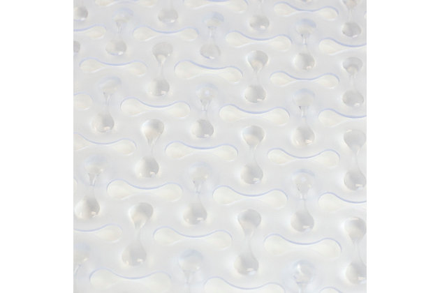 Greet your feet with luxurious comfort and safety as soon as you step out of the shower with this plastic bath mat. To prevent the mat from slipping and sliding, it features back suction cup to keep it securely in place, while the textured dotted top provide non-slip protection even in the most slippery conditions. Apply it in the shower or tub for a safe bathing and shower experience. Or place it front of the bathroom sink to keep your feet toasty from the cool tile floors.Textured for safety with a dotted pattern for a decorative touch: the surface is textured for a solid step even in slippery conditions, while the beautiful dotted pattern elevate the bathroom from basic to stunning | Won’t slip, slide, or shift: a bath mat that you can rely on, it features back suction cups that when firmly pressed into place, won’t slip, slide or shift when stepping on and off. While the suction cups stay securely on the floor for safety, the bath mat can also be easily removed to move and clean. | Clear design to coordinate with any décor: the mat is clear in color to match any décor. | Designed to love and last: made of sturdy plastic, it provides a smooth landing for your feet.