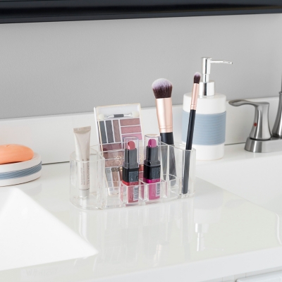 Home Accents Oval Cosmetic Organizer, Clear, , rollover