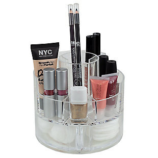 Home Accents Round Shatter-Resistant 5 Compartment Plastic Compact Cosmetic Organizer, , large