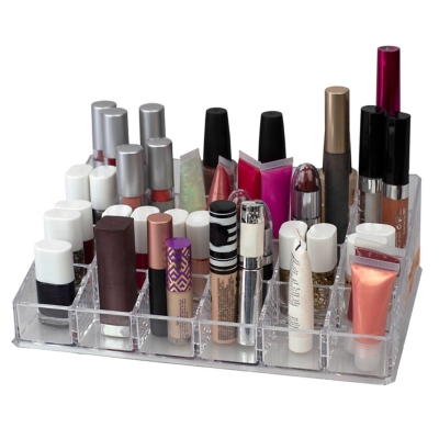 Home Accents 24 Compartment Transparent Plastic Cosmetic Makeup and Nail Polish Storage Organizer Holder, , large