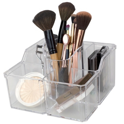 Home Accents 4 Divided Compartment Extra Large Capacity Makeup Cosmetic Holder Storage Organizer, , large